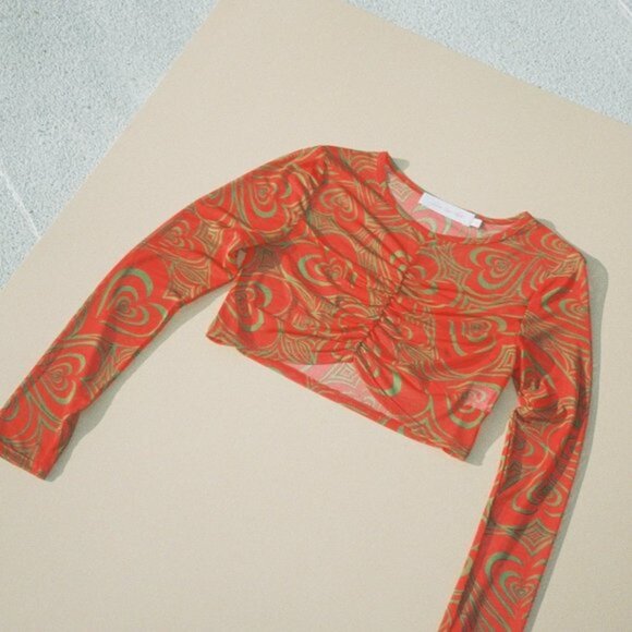 Lisa Says Gah : Elenor Crop Top, Wild Hearts Red - Picture 1 of 5